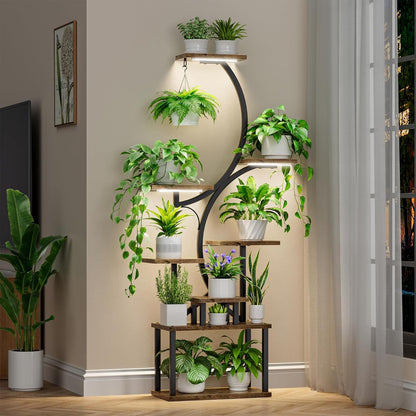 shelves for plants indoor wall VerdantGlow S-Shaped 8-Tier Plant Shelf with Grow Lights – Modern Corner Stand for Indoor Plants, 62” Space-Saving Rack – amoyls